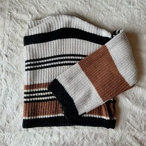 Striped Black, White, and Brown Men's Sweater